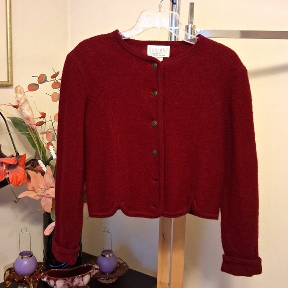 Vintage Braemar Jeremy Scott Wine-red Burgundy 100% Wool Fall Winter Jacket - Picture 9 of 14